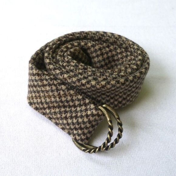 J.Crew Tan Brown Houndstooth Wool Blend Belt - Picture 1 of 6